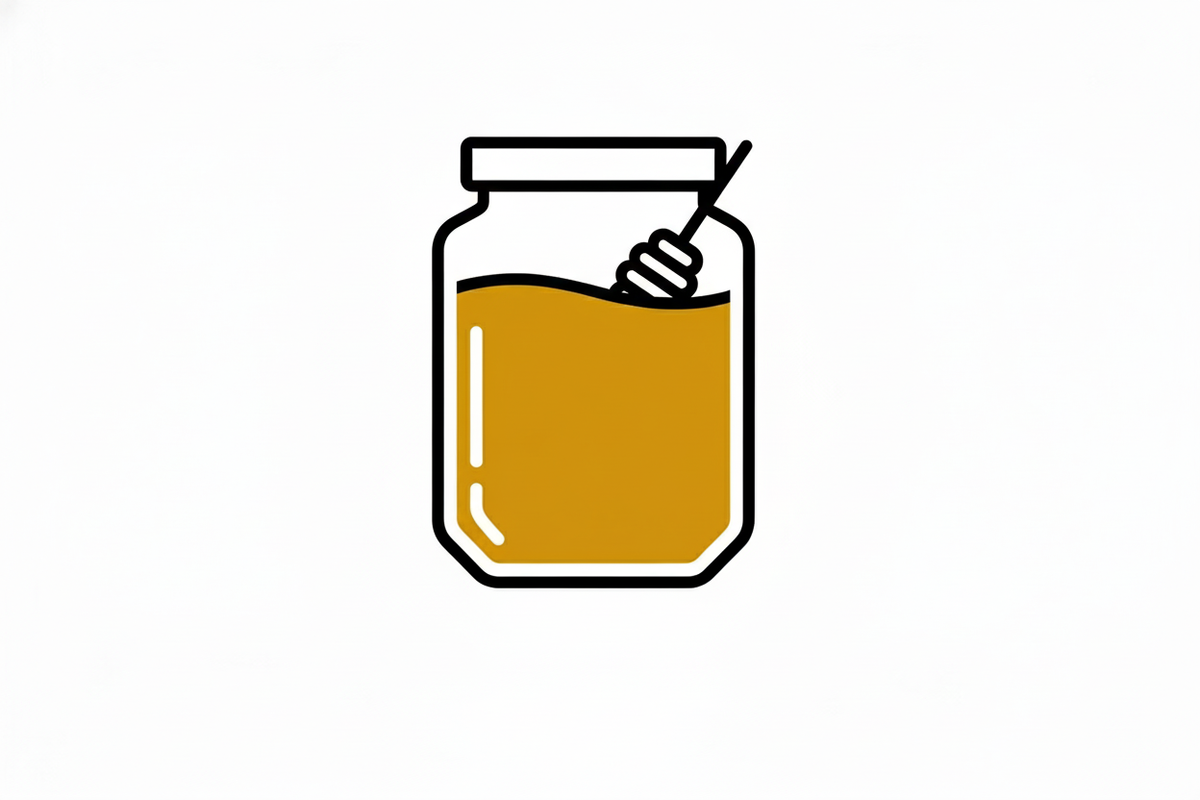 görseldeki balın içindeki petekleri kaldır altıgenleri sarıyı bir tık daha koyu yap yazıyı kaldır